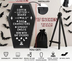 Coffin Letter Board with Stand and Accessories